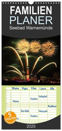 Familienplaner 2025 - Seebad Warnemünde mit 5 Spalten (Wandkalender, 21 x 45 cm) CALVENDO