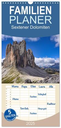 Familienplaner 2025 - Sextener Dolomiten mit 5 Spalten (Wandkalender, 21 x 45 cm) CALVENDO