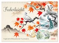 Federleicht - Vogelwelt im Stile asiatischer Tuschmalerei (Wandkalender 2026 DIN A4 quer), CALVENDO Monatskalender