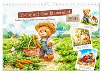 Teddy auf dem Bauernhof - Entdecke das Landleben mit Tieren und Feldern (Wandkalender 2026 DIN A4 quer), CALVENDO Monatskalender