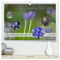 Flora in royalem Blau (hochwertiger Premium Wandkalender 2026 DIN A2 quer), Kunstdruck in Hochglanz