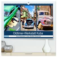 Oldtimer-Werkstatt Kuba - Auto-Reparatur in den Straßen Havannas (hochwertiger Premium Wandkalender 2026 DIN A2 quer), Kunstdruck in Hochglanz