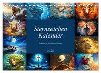 Sternzeichen-Kalender - Galaktische Porträts mit Datum (Tischkalender 2026 DIN A5 quer), CALVENDO Monatskalender