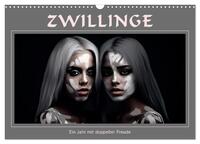 Zwillinge - Ein Jahr mit doppelter Freude (Wandkalender 2026 DIN A3 quer), CALVENDO Monatskalender