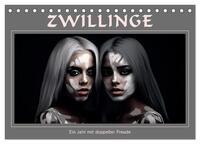 Zwillinge - Ein Jahr mit doppelter Freude (Tischkalender 2026 DIN A5 quer), CALVENDO Monatskalender