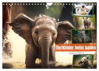 Tierkinder beim baden (Wandkalender 2026 DIN A4 quer), CALVENDO Monatskalender