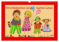 Strichmännchen zeigen buntes Leben (Wandkalender 2026 DIN A3 quer), CALVENDO Monatskalender