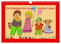 Strichmännchen zeigen buntes Leben (Wandkalender 2026 DIN A4 quer), CALVENDO Monatskalender