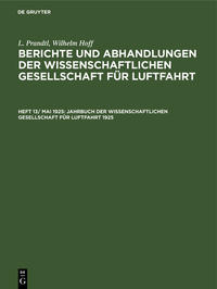 Jahrbuch der Wissenschaftlichen Gesellschaft für Luftfahrt 1925