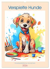 Verspielte Hunde (Wandkalender 2026 DIN A2 hoch), CALVENDO Monatskalender