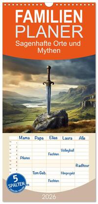 Familienplaner 2026 - Sagenhafte Orte und Mythen mit 5 Spalten (Wandkalender, 21 x 45 cm) CALVENDO