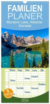Familienplaner 2026 - Moraine Lake, Alberta/ Kanada mit 5 Spalten (Wandkalender, 21 x 45 cm) CALVENDO