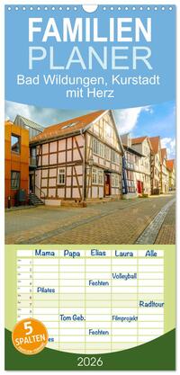 Familienplaner 2026 - Bad Wildungen, Kurstadt mit Herz mit 5 Spalten (Wandkalender, 21 x 45 cm) CALVENDO