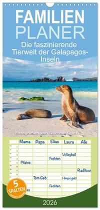 Familienplaner 2026 - Die faszinierende Tierwelt der Galapagos-Inseln mit 5 Spalten (Wandkalender, 21 x 45 cm) CALVENDO