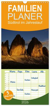 Familienplaner 2026 - Südtirol im Jahreslauf mit 5 Spalten (Wandkalender, 21 x 45 cm) CALVENDO