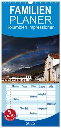 Familienplaner 2026 - Kolumbien Impressionen mit 5 Spalten (Wandkalender, 21 x 45 cm) CALVENDO