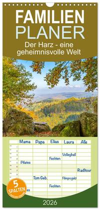 Familienplaner 2026 - Der Harz - eine geheimnisvolle Welt mit 5 Spalten (Wandkalender, 21 x 45 cm) CALVENDO