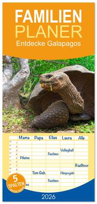 Familienplaner 2026 - Entdecke Galapagos mit 5 Spalten (Wandkalender, 21 x 45 cm) CALVENDO