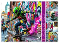 NEONZ - Graffiti trifft Galaxie (Wandkalender 2026 DIN A3 quer), CALVENDO Monatskalender
