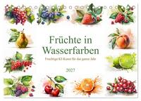 Früchte in Wasserfarben - Fruchtige KI-Kunst für das ganze Jahr (Tischkalender 2027 DIN A5 quer), CALVENDO Monatskalender