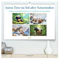Asiens Tiere im Stil alter Naturstudien (hochwertiger Premium Wandkalender 2027 DIN A2 quer), Kunstdruck in Hochglanz