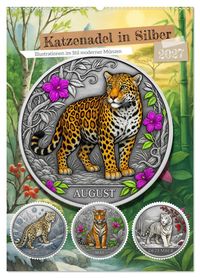 Katzenadel in Silber (Wandkalender 2027 DIN A2 hoch), CALVENDO Monatskalender
