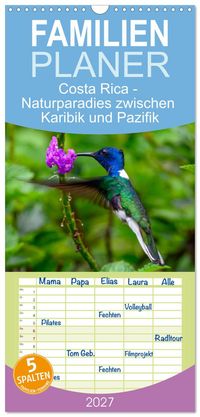 Familienplaner 2027 - Costa Rica - Naturparadies zwischen Karibik und Pazifik mit 5 Spalten (Wandkalender, 21 x 45 cm) CALVENDO