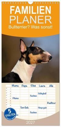 Familienplaner 2027 - Bullterrier? Was sonst! mit 5 Spalten (Wandkalender, 21 x 45 cm) CALVENDO