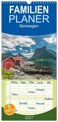 Familienplaner 2027 - Norwegen mit 5 Spalten (Wandkalender, 21 x 45 cm) CALVENDO