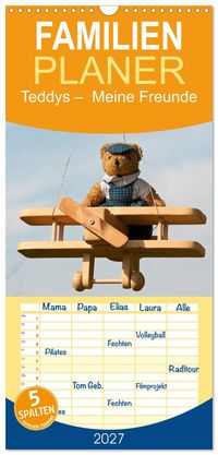Familienplaner 2027 - Teddys Meine Freunde mit 5 Spalten (Wandkalender, 21 x 45 cm) CALVENDO