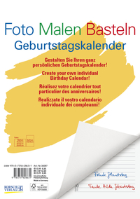 Foto-Malen-Basteln Bastelkalender A4 weiß Geburtstagskalender