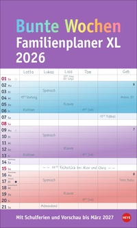 Bunte Wochen Familienplaner XL 2026