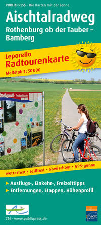 Publicpress Leporello Radtourenkarte Aischtalradweg, Rothenburg ob der Tauber, Bamberg 1:50.000