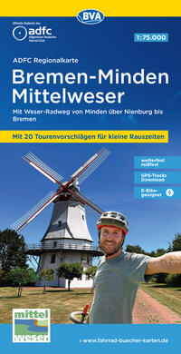 BVA ADFC Regionalkarte Bremen-Minden Mittelweser 1:75.000
