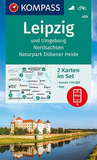 KOMPASS Wanderkarten-Set 459 Leipzig und Umgebung, Nordsachsen, Naturpark Dübener Heide (2 Karten) 1:50.000