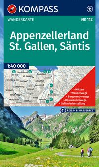 KOMPASS Wanderkarte 112 Appenzellerland, St. Gallen, Säntis 1:40.000