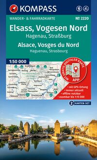 KOMPASS Wanderkarten-Set 2220 Elsass, Vogesen Nord, Hagenau, Straßburg / Alsace, Vosges du Nord, Haguenau, Strasbourg (2 Karten) 1:50.000