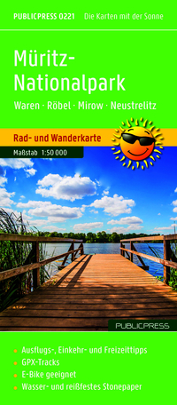 Publicpress Rad- und Wanderkarte Müritz-Nationalpark, Waren, Röbel, Mirow, Neustrelitz 1:50.000